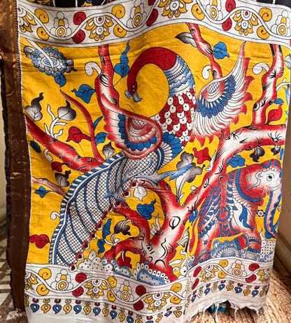 Kalamkari Story Telling Saree in Chennuri Silk