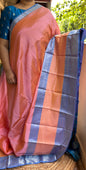 Peach & Blue Mangalagiri Pattu Saree