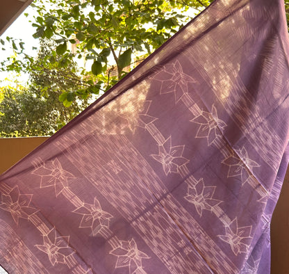 Lavender Needle Shibori Mul Cotton Saree