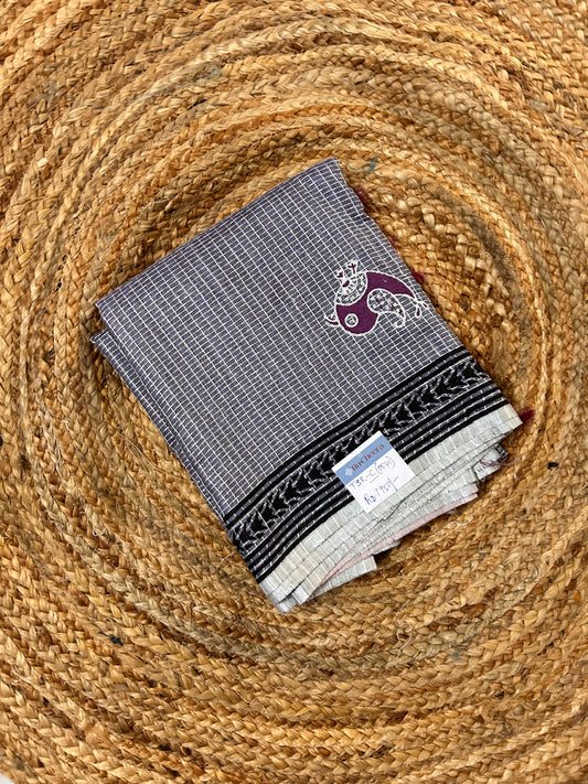 Lavender Tussar Cotton Saree