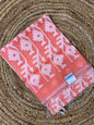 Light Peach Organza Jamdani Saree