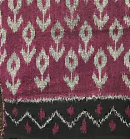 Magenta & Black Pochampally Ikkat Cotton Saree