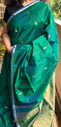 Green with Blue ( dual shade ) Maheswari Silk Cotton Handloom Saree