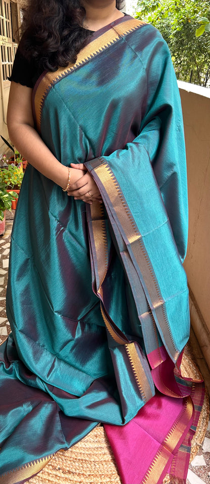 Peacock Green Mangalagiri Saree