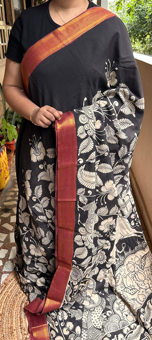 Pen Kalamkari Cotton Saree - 1
