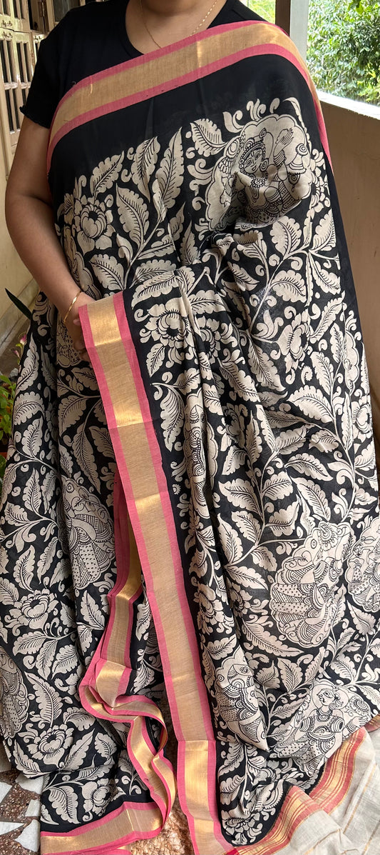 Pen Kalamkari Cotton Saree - 2