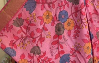 Pen Kalamkari Mangalagiri Silk Saree