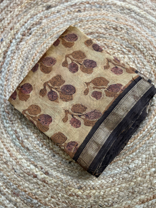 Rust & Brown Maheshwari Silk Cotton Saree