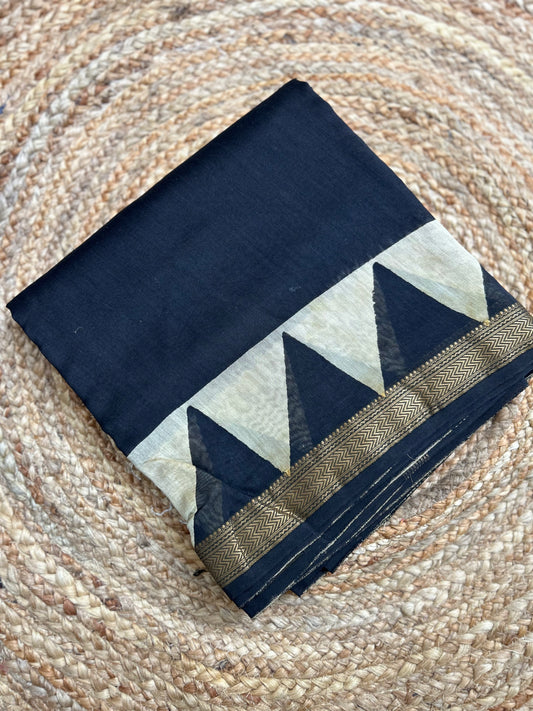 Black Maheshwari Silk Cotton Saree