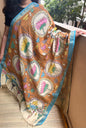Dark Mustard Yellow Pen Kalamkari Dupatta in Mangalagiri Silk
