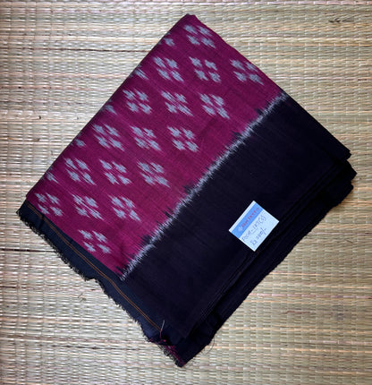 Magenta & Black Pochampally Ikkat Cotton Saree