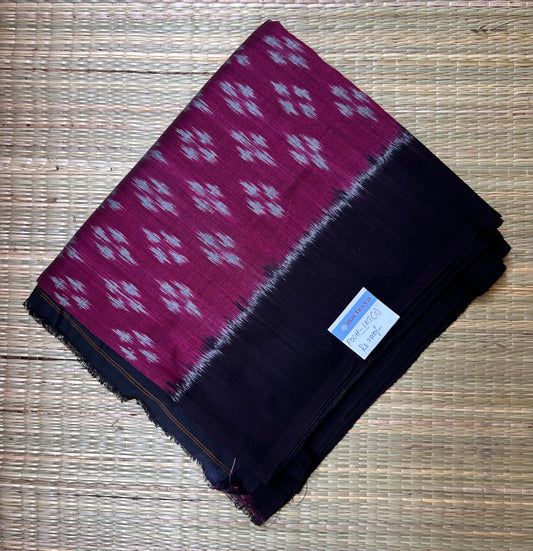 Magenta & Black Pochampally Ikkat Cotton Saree