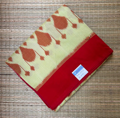 Lemon Yellow Pochampally Ikkat Cotton Saree