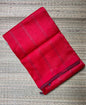Red & Green Mangalagiri Pattu Saree with Silver Zari Lines
