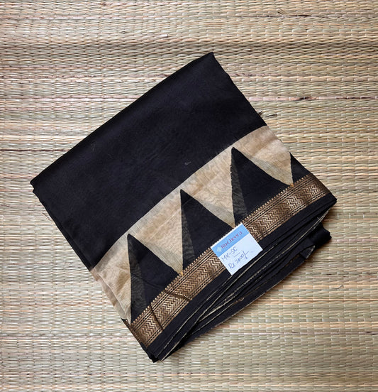 Black Maheshwari Silk Cotton Saree
