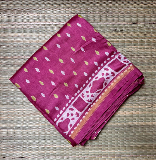 Onion Pink Maheshwari Resham Saree