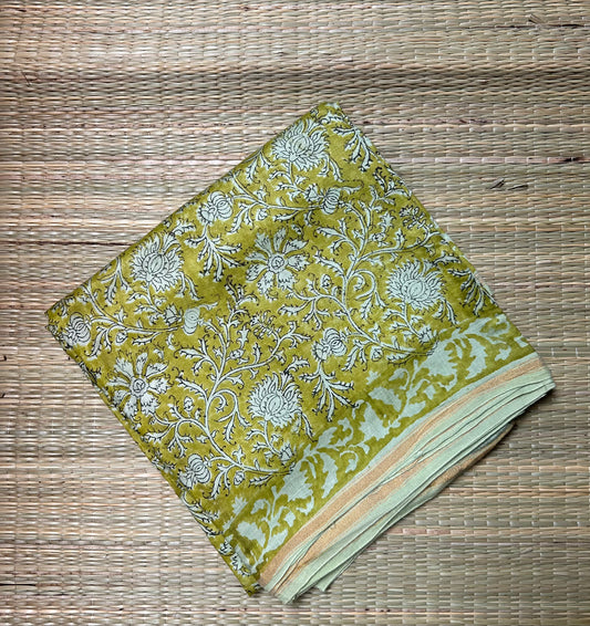 Light Leaf Green Maheshwari Silk Cotton Saree