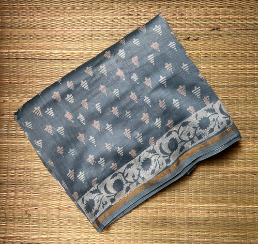 Gray Maheshwari Silk Cotton Saree