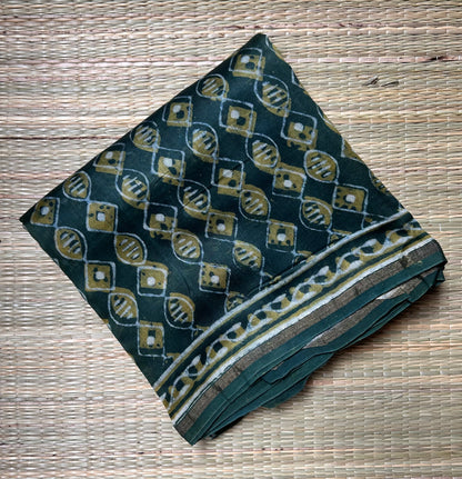 Green Maheshwari Silk Cotton Saree