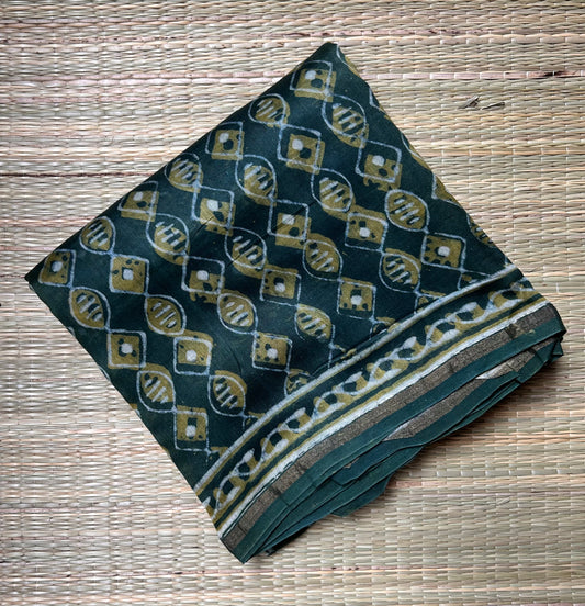 Green Maheshwari Silk Cotton Saree