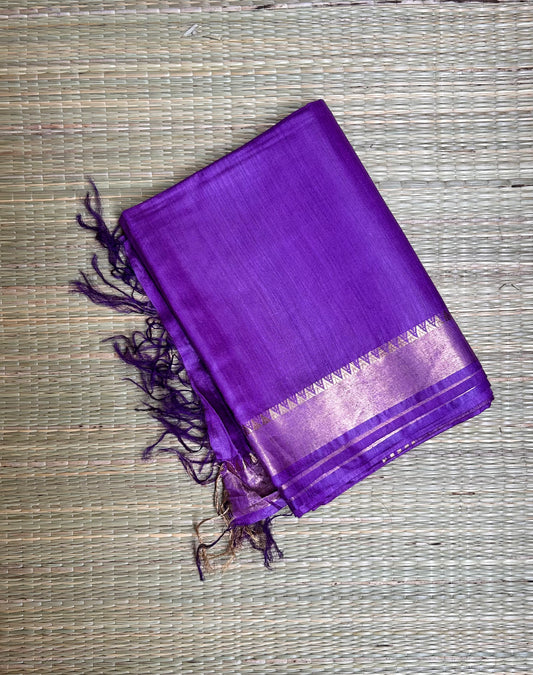 Purple Muga Tussar Silk Handloom Saree