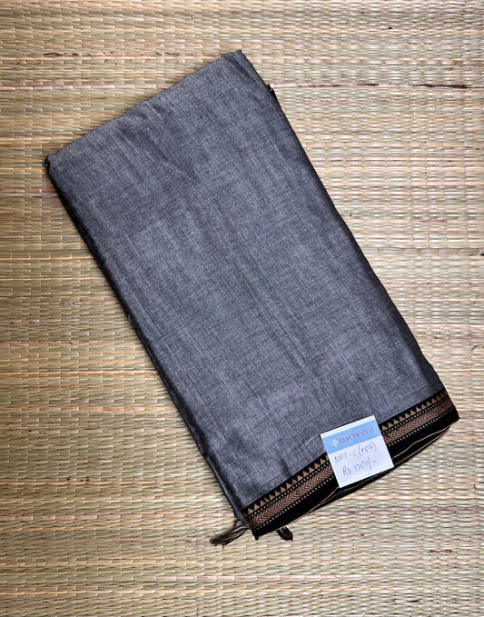 Grey Narayanpet Handloom Cotton Saree