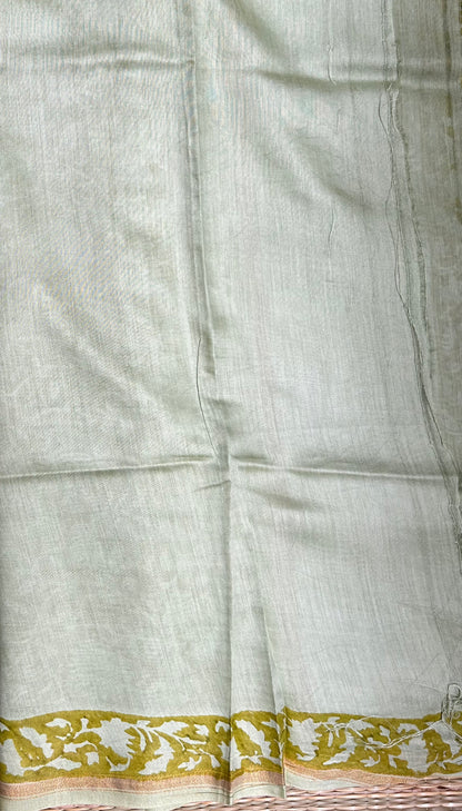 Light Leaf Green Maheshwari Silk Cotton Saree