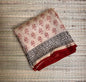 Beige & Rust  Handblock-Printed Chanderi Saree