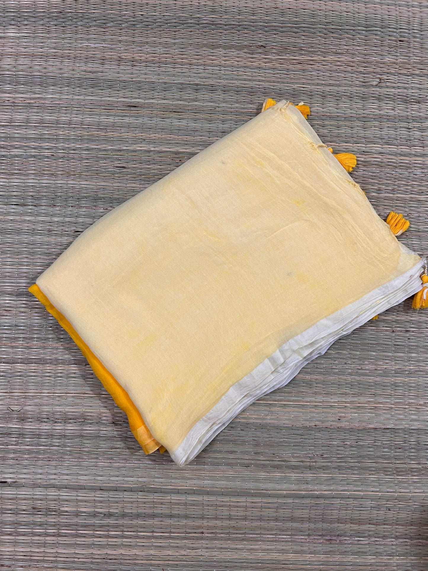 Yellow Half & Half Mul Cotton Saree