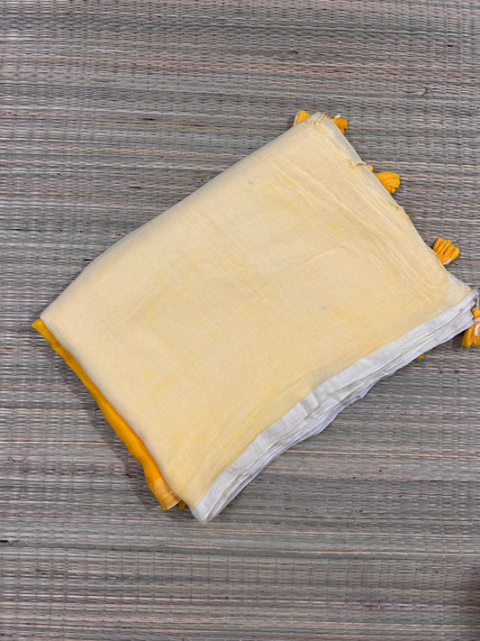 Yellow Half & Half Mul Cotton Saree