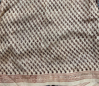 Mangalagiri Silk Kalamkari Handblock Printed Saree