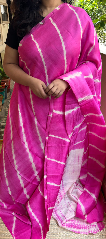 Pink & Cream Bishapuri Silk Saree