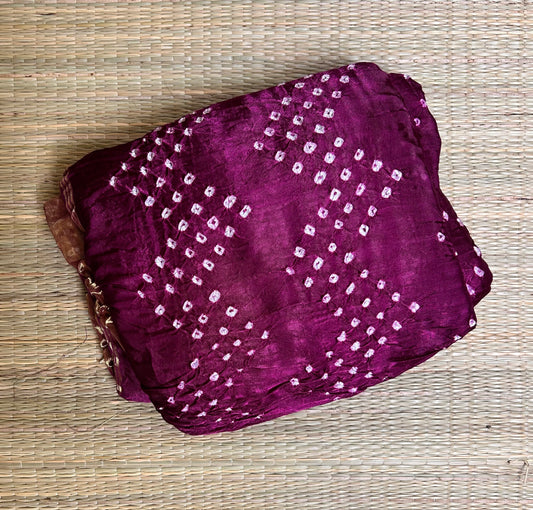 Magenta Modal Bandhini saree with Lagdi Patta Pallu