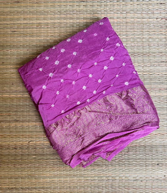 Lavender Bandhani Saree