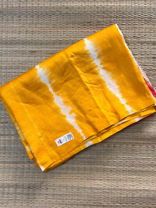Yellow & Red Bishnupuri Silk Saree