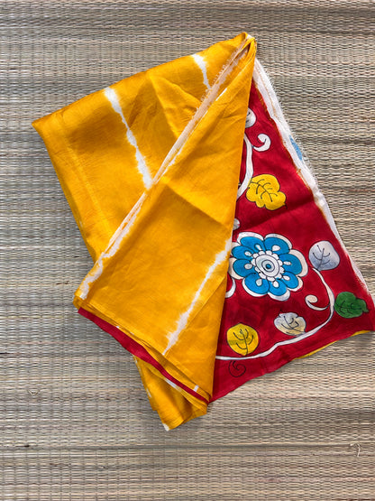 Yellow & Red Bishnupuri Silk Saree