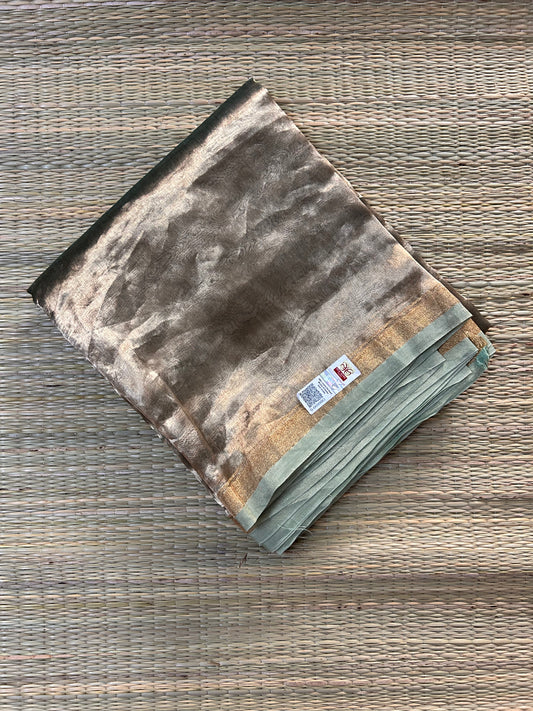 Pure Banarasi Tissue Saree in Gold & Sea Green