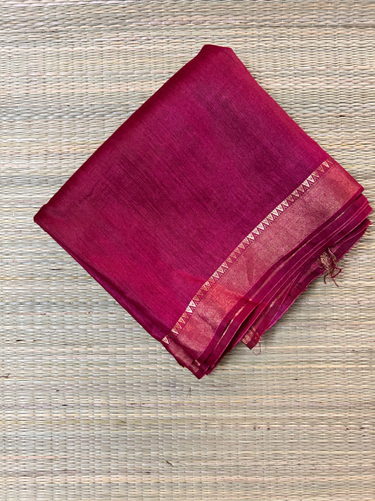 Maroon Muga Tussar Silk Handloom Saree