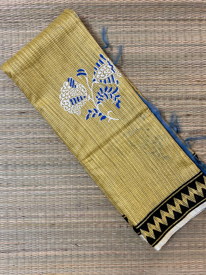Yellow Tussar Cotton Saree