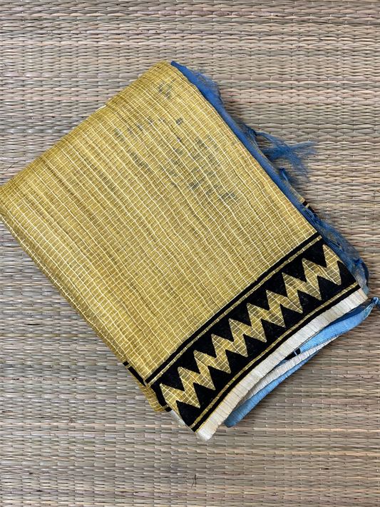 Yellow Tussar Cotton Saree