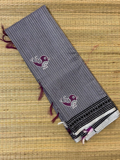 Lavender Tussar Cotton Saree