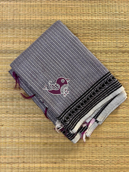 Lavender Tussar Cotton Saree