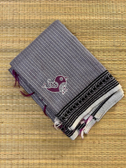 Lavender Tussar Cotton Saree