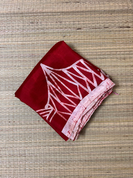Red & White Bishnupuri Silk Saree