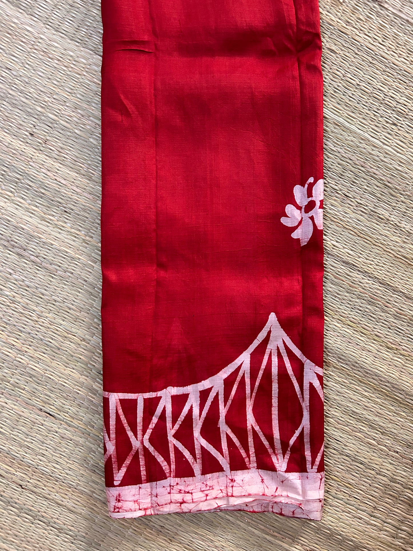 Red & White Bishnupuri Silk Saree