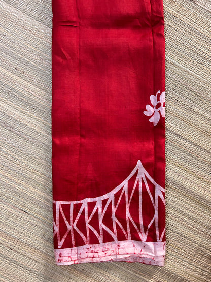 Red & White Bishnupuri Silk Saree