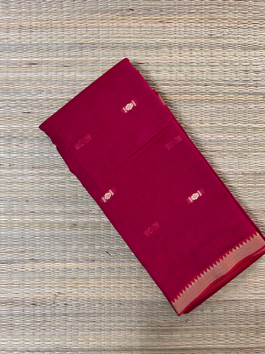 Rani Red Narayanpet Cotton Saree