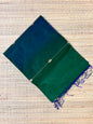 Leaf Green & Blue Maheswari Silk Cotton Handloom Saree