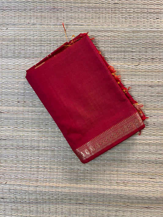 Red & Yellow Maheswari Silk Cotton Handloom Saree