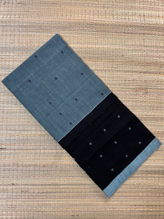 Slate Gray and Black Godavari Cotton Saree